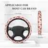 Steering Wheel Covers Pink Strawberry Flower Cute Cover Universal 15 Inch Car Accessories Protector For Women Men Fit Most Vehicles