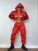 Stage Wear Vêtements Hip Hop pour adultes Male Clubwear Paillettes rouges Tops Pantalons Street Dance Costume Bar Gogo Dancer Performance Vêtements VDB7992