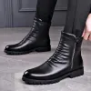 stivali da uomo stivali in pelle britannica stivali autunno affari cimopi zip top top modalità di moda rotonde non scalette botas de hombre