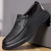 HBP Sapatos formais masculinos de couro legítimo, mocassins sem marca, de boa qualidade, luxuosos para homens, sapatos de borracha da moda para meninos, respiráveis