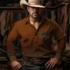 Camisas de vestido masculinas retro manga longa ocidental cowboy masculino camisa social blusa rockabilly homens rua vintage moda casual roupas camisas