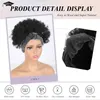 Perucas sintéticas afro bandana peruca kinky encaracolado perucas para mulheres curto encaracolado preto peruca peruca natural afro com faixa de cabeça de prata anexada shor 240318