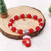 Kedja julfärgad pärlband för kvinnor tecknad julgran Santa Claus Snowman Snowflake Beads Armband Girls Jewelryl24