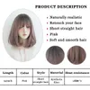 Synthetic Wigs Short Wigs Straight Bob Wigs with Bangs Brown Pink Wig Black Natural Synthetic Hair for Women Daily Cosplay Heat Resistant Wig 240328 240327