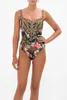 Women's Swimwear 2024 Sexy Printed One Piece Swimsuit Push Up Women Vintage Elegant Beach Slimming Monokini Summer Bathing Suit