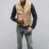 VESTS HERRENS DU LAPEL Singel Breasted Steam Punk Suede Solid Sleeveless Jacket Retro denim Western Handsome Fashion Casual Vest 2023