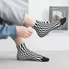 Men's Socks Spiral Vortex Black And White Ankle 3D Illusion Unisex Hip Hop Pattern Printed Happy Low Sock Gift