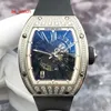 RM Watch Collection Montre en cristal RM023 Cadran squelette Or blanc 18 carats Diamant original Date Montre mécanique automatique pour homme Grand cadran