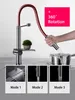 Grifos de cocina grifo cascada mezclador frío fregadero grifo de agua 304 accesorios de lavabo de acero inoxidable negro rojo riego