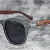 Солнцезащитные очки винтажные под дерево для женщин и мужчин дизайнерские круглые солнцезащитные очки женские ретро очки для вождения оттенки UV400
