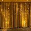 パーティーデコレーション3x3m LED付きシクルカーテンフェアリーストリングライト300クリスマスウェディングホームウィンドウの装飾