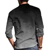 Men's Casual Shirts Stylish Men Shirt Gradient Color Stand Collar Spring Slim Fit 3d Print Long Sleeve