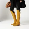 Stövlar 2023New Antumn Winter Women Long Boots Plus Size 2228 cm Snake Grain Leather Knee High Boots Women Modern Boots High Heel Boots