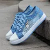 HBP Non-Brand Summer new womens hollow denim mesh shoes flat bottom breathable womens casual shoes