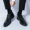 HBP Nonbrand Brogue Dress Shoes Oxfords Lace Up Movers Wedding Patent Leather Shoes for Men