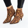 Boots Women's Suede Ankle Boots Leopard Women Pointed Toe Ladies Chunky High Heel Zip Shoes Woman Footwear Party Work Outdoor Shoe