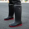 Fashion Mens Tall Rain Boots Work Waterproof Protective Solid Color Rain Boots Men Outdoor Work Rubber Boots Platform Boot 240309