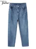 Damesjeans Jielur Blue Jeans voor dames Hoge taille Jeans met rechte pijpen Nieuwe casual damesjeans Streetwear denim broek Blauwe jeans voor damesC24318