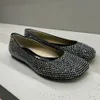 Scarpe eleganti per designer da donna Mocassini da balletto 43 Cristallo di lusso con strass Punta quadrata Tacco piatto in raso confortevole Scarpa da ballo US5-US12