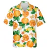 Camicie casual da uomo Frutta fresca Stampata in 3D Manica corta per uomo Abbigliamento Hawaiian Lemon Citrus Beach Camicette divertenti Camicetta con risvolto