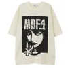 American High Street Portrait Print krótko-rękawoeved T-shirt Street Hiphop Retro Summer Fashion Casual Cotton Top Mens Ubranie 240313