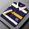 Sommer Männer Klassische Gestreiften Polo Herren Baumwolle Kurzarm Bestickt Business Casual Polo Shirt Männlich Drop 240318