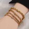 18 Karat echt vergoldetes 5 mm kubanisches Gliederarmband mit 3 mm Seil, einzigartige dünne Micro-Figaro-Weizenkette, Streetwear-Schmuck aus Edelstahl