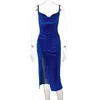 Casual jurken Elegante avond voor dames Zomer Fluwelen Midi Bodycon-jurk Mouwloos Off-shoulder Backless Party Club