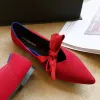 Flats Fly Tlok Bowknot Spointy palca balet buty kobiety przytulne płaskie buty ciężarne oddech mieszany kolor płytki dzianin balerina zapatos