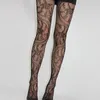 Femmes chaussettes Est Sexy Lingerie Transparent noir résille bas rayure élastique bas cuisse pure collants broderie collants