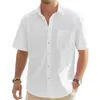 Мужские повседневные рубашки, рубашка с несколькими пуговицами, стильный летний дышащий деловой топ с воротником с лацканами для офиса или пляжа, однотонный свободный цвет