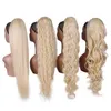 Syntetyczne peruki blondynki syntetyczny kucyk długi falisty pleciony kucyk do włosów na klipie Ombre Black Brown Hair Pony Tail dla kobiet 240329