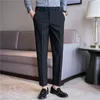 Mens Striped Suit Pants Elastic 2024 Autumn New Social Casual Trousers Slim Fit Suit Pants Business Office Wedding Men Clothing 240318