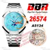 26574 Montre automatique pour homme A5134 compliquée BBRF 41 mm Calendrier perpétuel Tiff Cadran bleu Bracelet en acier inoxydable Super Edition Puretimewatch Reloj Hombre