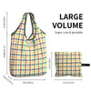 Storage Bags Fall Vibrant Houndstooth Pattern Grocery Shopping Kawaii Shopper Tote Shoulder Bag Portable Elegant Dogstooth Style Handbag