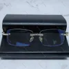 Lyxiga strass Cartirr -glasögon diamantklipp för man fyrkantig trä buffel horn diamant carter is ut glas mode mens rimless buffs cart solglasögon 124