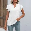Women's T Shirts Casual V-Neck Solid Color Ruffle Sleeve Loose Top Cropped Y2k Tops Cute Tank Luxury Clothes Women