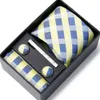 Designer Tie Herr Mens Suit Solid Business Present Box Pocket Thandduk Manschettknappar {Kategori}