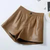 Frauen Hosen Echtem Schaffell Leder Shorts für Frauen Kleidung 2024 Hohe Taille Koreanische Mode Breite Bein Streetwear Ropa Mujer