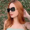 Zonnebril retro 90s glazen UV -bescherming rechthoek zwart voor vrouwen tinten zon