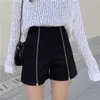 Women's Shorts Autumn Winter Black Women 2024 Slim Faux Wool Short Pants Korean Ladies Sexy Office Wear High Waist Star Zipper