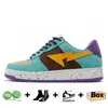 Med box stask8 casual skor låga sneakers sk8 patent läder svart vit abc camo kamouflage skateboarding sport bapely män kvinnor sport tränare utomhushaj