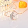 Colliers pendants Sterling Sier Fashion Moon Star Star Crystal déclaration Collier pour les femmes Girls Valentin Gift Gift Bijoux