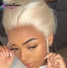 Lace Wigs Short Blunt Cut Straight Bob Front Wig Human Hair Brazilian Remy 613 Blonde Colored Transparent For Black Women49295943795190