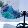 Estatuetas decorativas natural fluorite asas de libélula escultura escultura quartzo cura energia pedra preciosa artesanato para decoração de casa 1 par