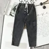 Kvinnors jeans överdimensionerade sommar harem kvinnor casual baggy pantalones koreanska mode elastiska hög midja denim byxa löst tätt z27