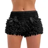 Women's Shorts Women Summer Floral Lace Trim Layered Bodycon Ruffled Bows Elastic Waist Short Pants Y2K Streetwear