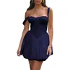 Casual Dresses Womens Summer Flowy Dress Sleeveless Square Neck Tie-Up Front Short Tank A-Line S-XL