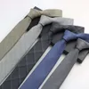 Designer Tie Suit Mens Plaid English Dress Zipper Gray 7cm Casual Hand {Kategori}