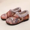 Pälsfodrad balettlägenheter kinesisk stil blommor loafers damer vinter varma skor plysch mockins kvinna elegant slip på loafer 240307